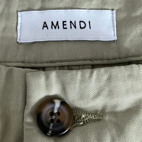 Amendi Gunnar in Green Organic Cotton Pleat Front Button Fly Pants - NEW Size 34 - Picture 4 of 11